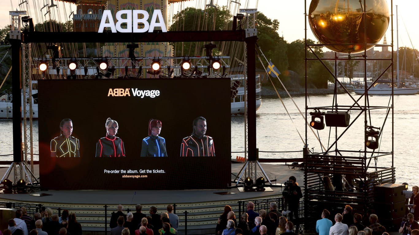 Comeback als Abbatare: Ein Blick auf einen Bildschirm bei der Abba "Voyage"-Veranstaltung im Grona Lund in Stockholm.