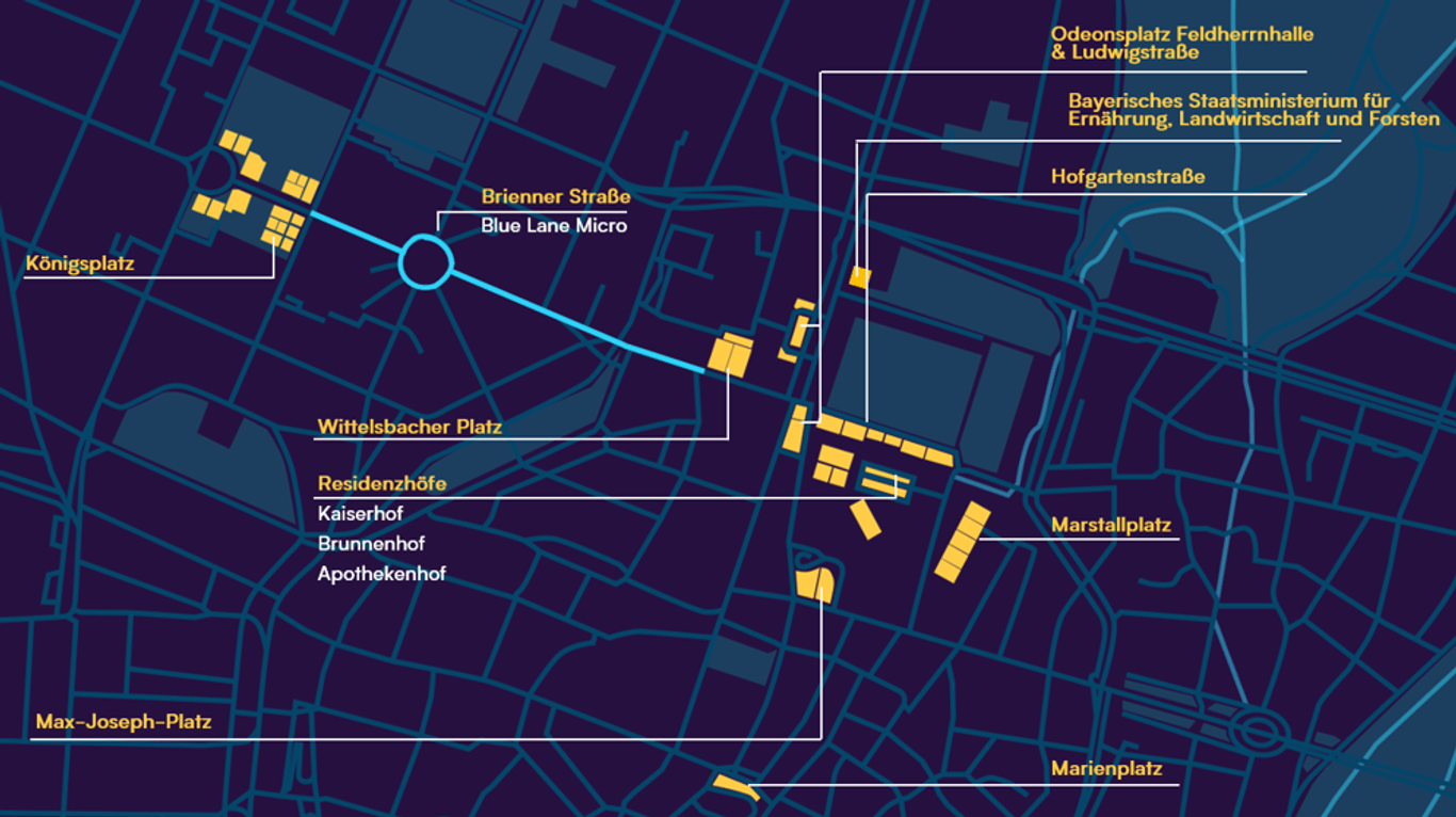 Ein Plan der IAA: Die farbig markierten Teile der Stadt sind aufgrund der Ausstellung und ihrer Besucherinnen und Besucher nur eingeschränkt nutzbar.