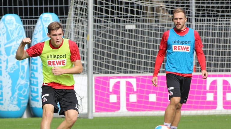 Lucas Kilian (li.) beim Training des 1. FC Köln mit Rafael Czichos: Kilian ist neu in Köln.