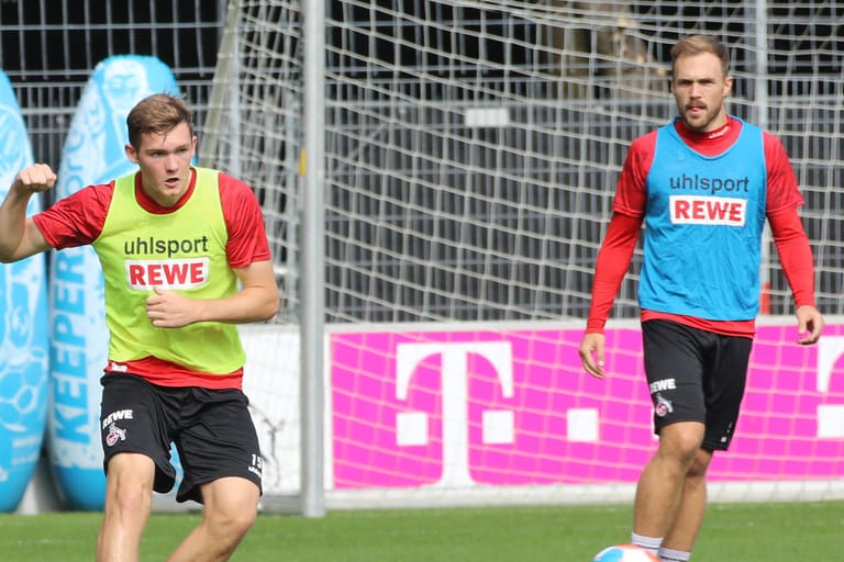 Lucas Kilian (li.) beim Training des 1. FC Köln mit Rafael Czichos: Kilian ist neu in Köln.