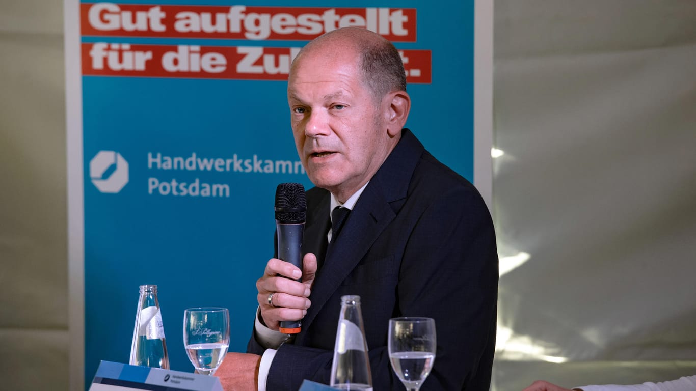 Olaf Scholz bei einer Wahlkampfveranstaltung in Brandenburg: Mit der SPD könnte der Politiker die stärkste Kraft bei der Bundestagswahl werden.