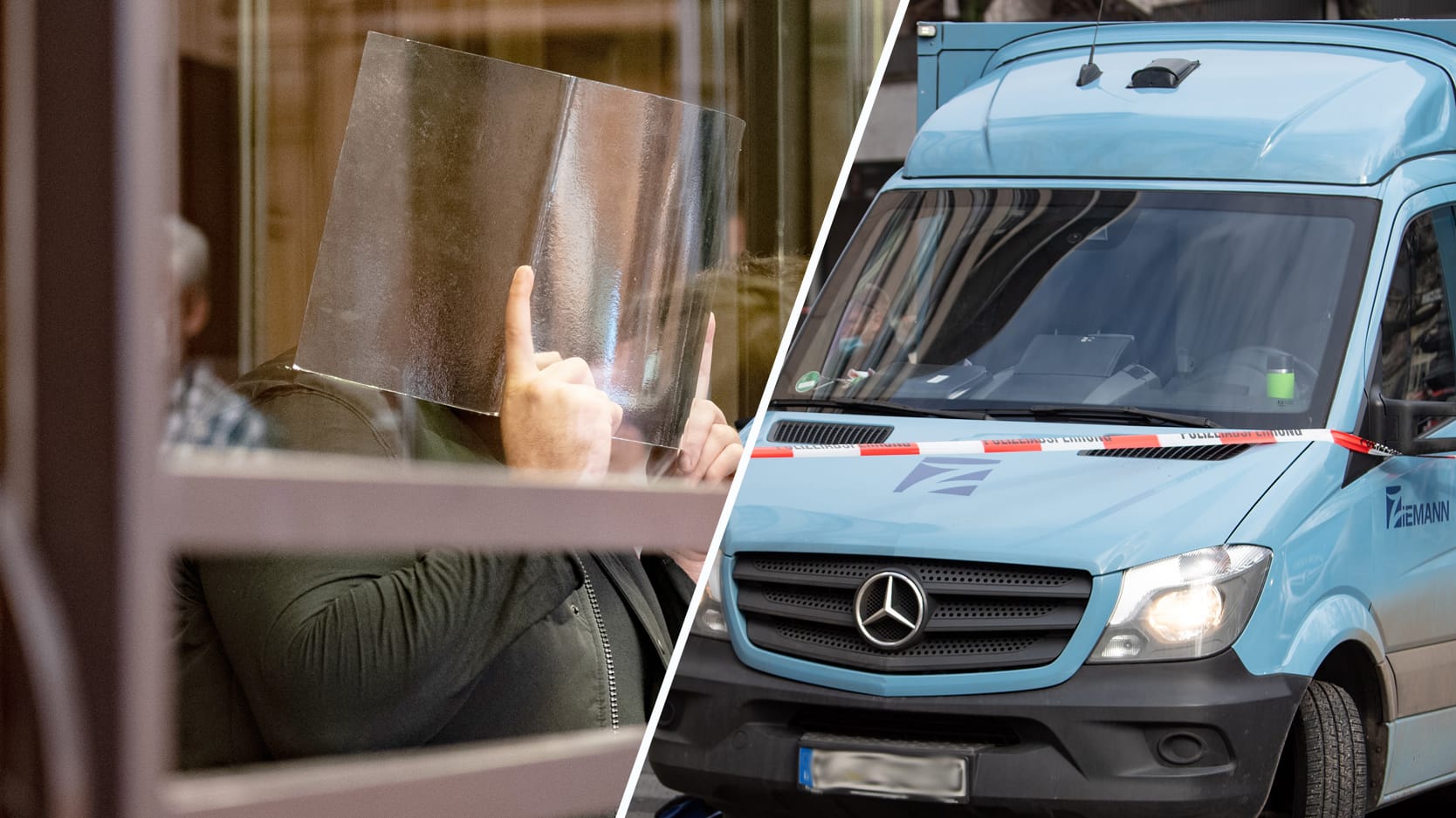 Mann versteckt sein Gesicht: Nach dem Überfall auf einen Geldtransporter ist einer der Täter verurteilt worden. Mann versteckt sein Gesicht: Nach dem Überfall auf einen Geldtransporter ist einer der Täter verurteilt worden.