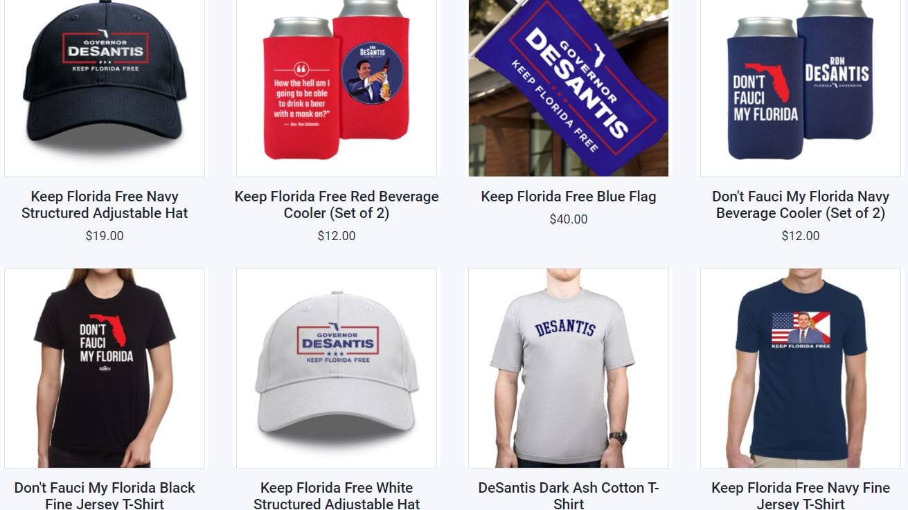 "Don't Fauci my Florida"-Merchandise auf Ron DeSantis Webseite