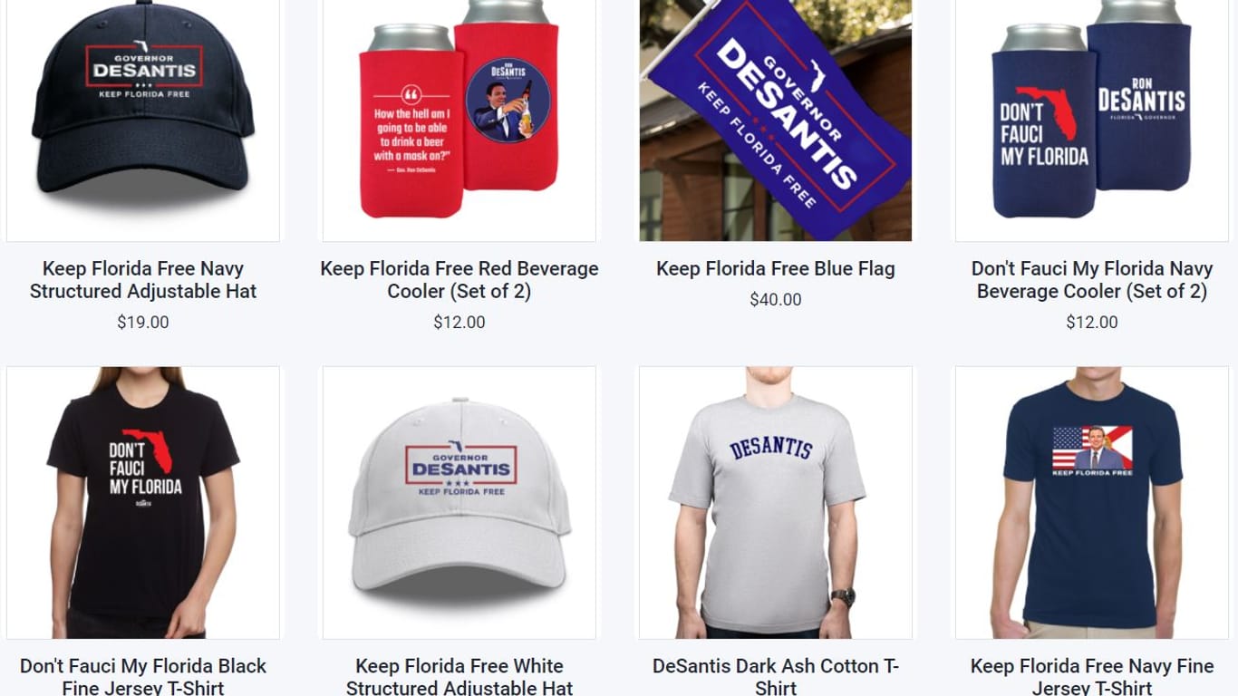 "Don't Fauci my Florida"-Merchandise auf Ron DeSantis Webseite