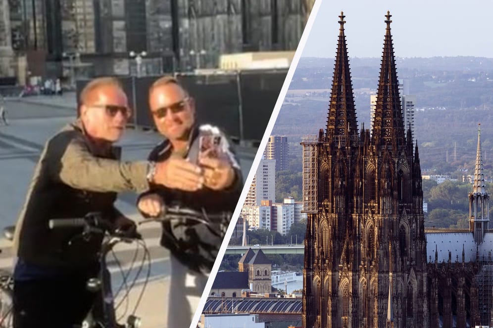 Arnold Schwarzenegger: Er und Ralf Moeller machten Fotos am Kölner Dom.