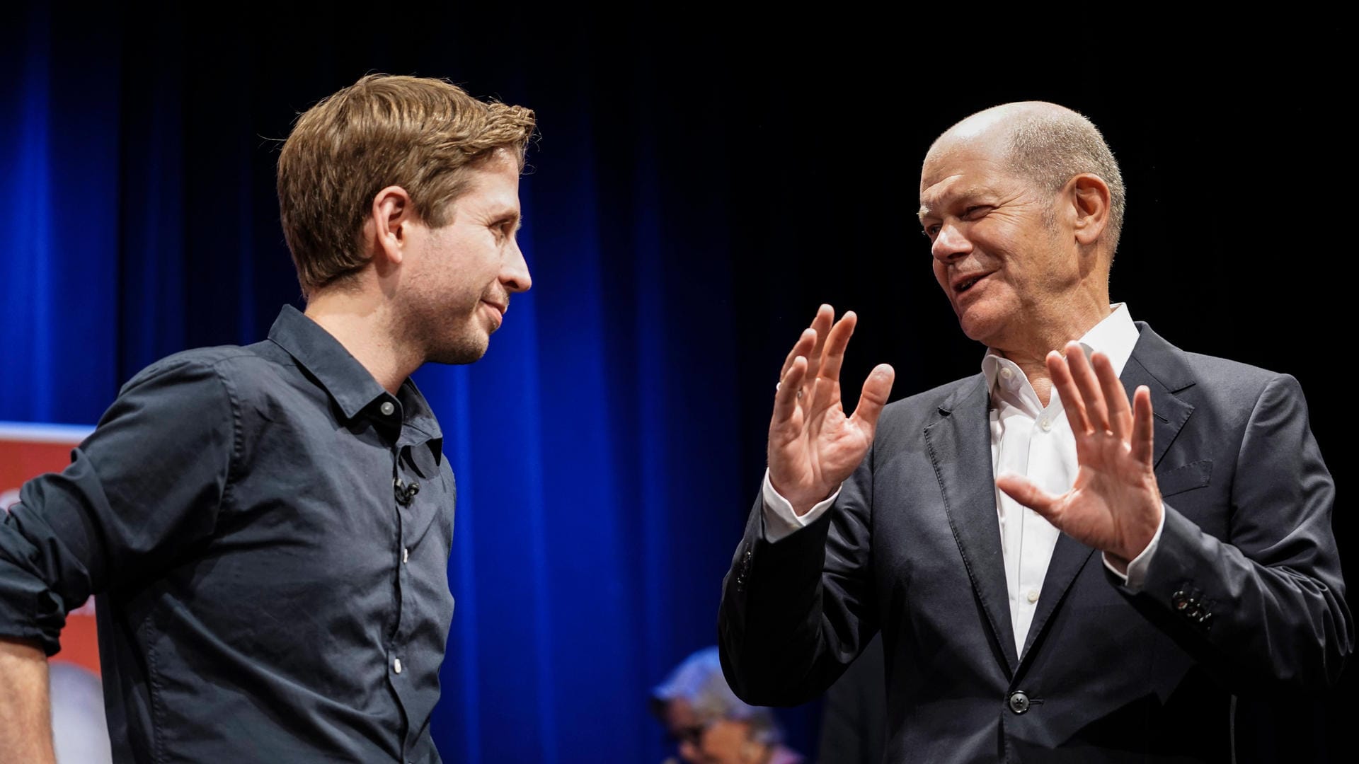 Neue Einigkeit: Kevin Kühnert mit Olaf Scholz bei einer Wahlkampfveranstaltung in Kühnerts Wahlkreis.