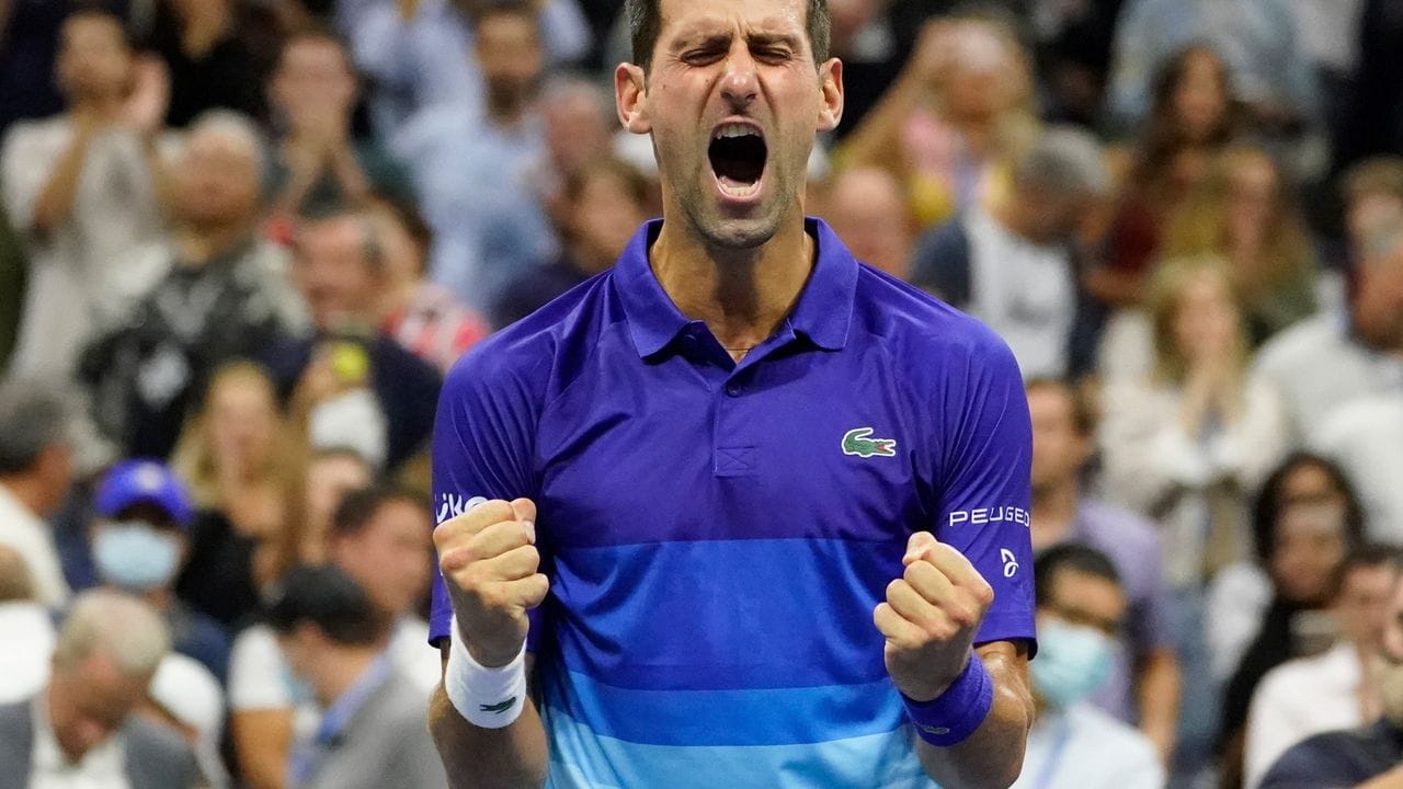 Novak Djokovic im Moment seines Sieges.