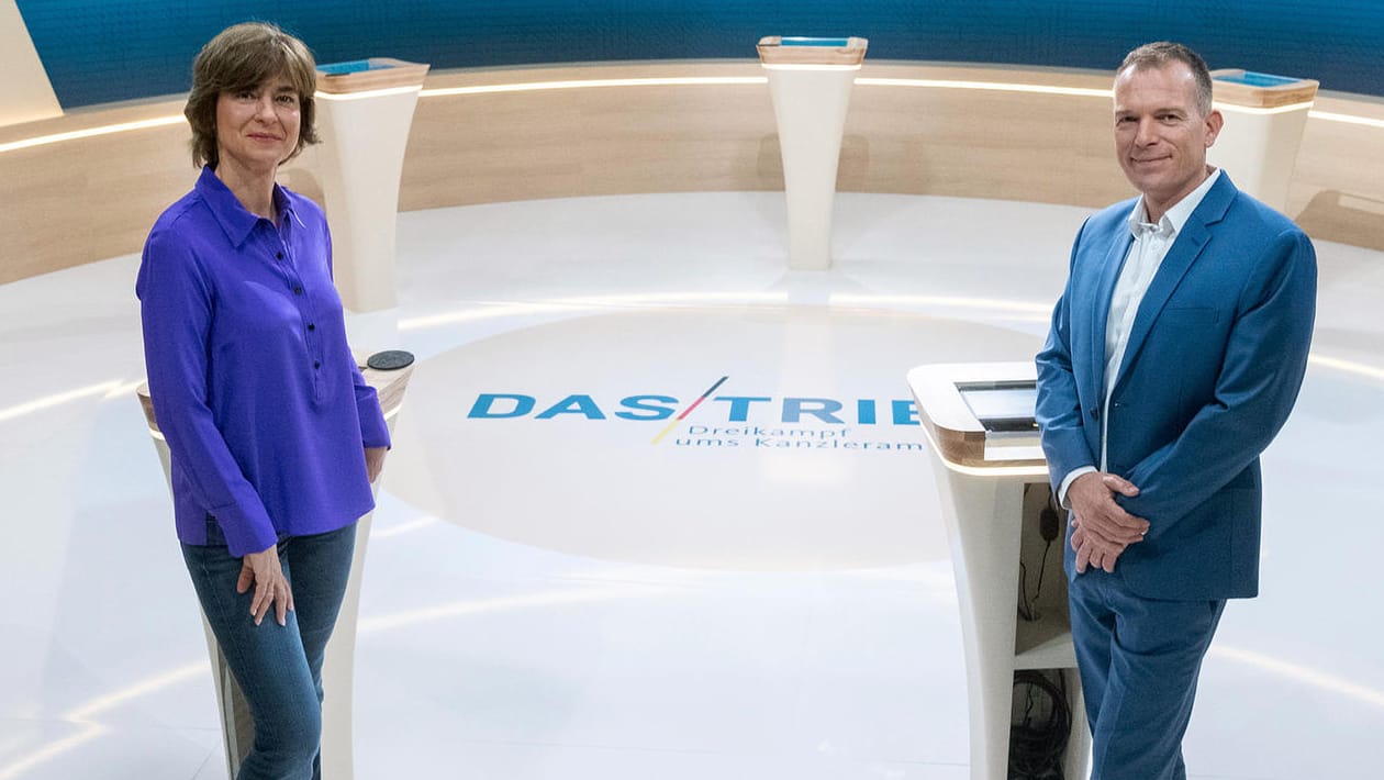 "Das Triell": Maybrit Illner und Oliver Köhr nehmen heute Annalena Baerbock, Olaf Scholz und Armin Laschet ins Kreuzverhör.