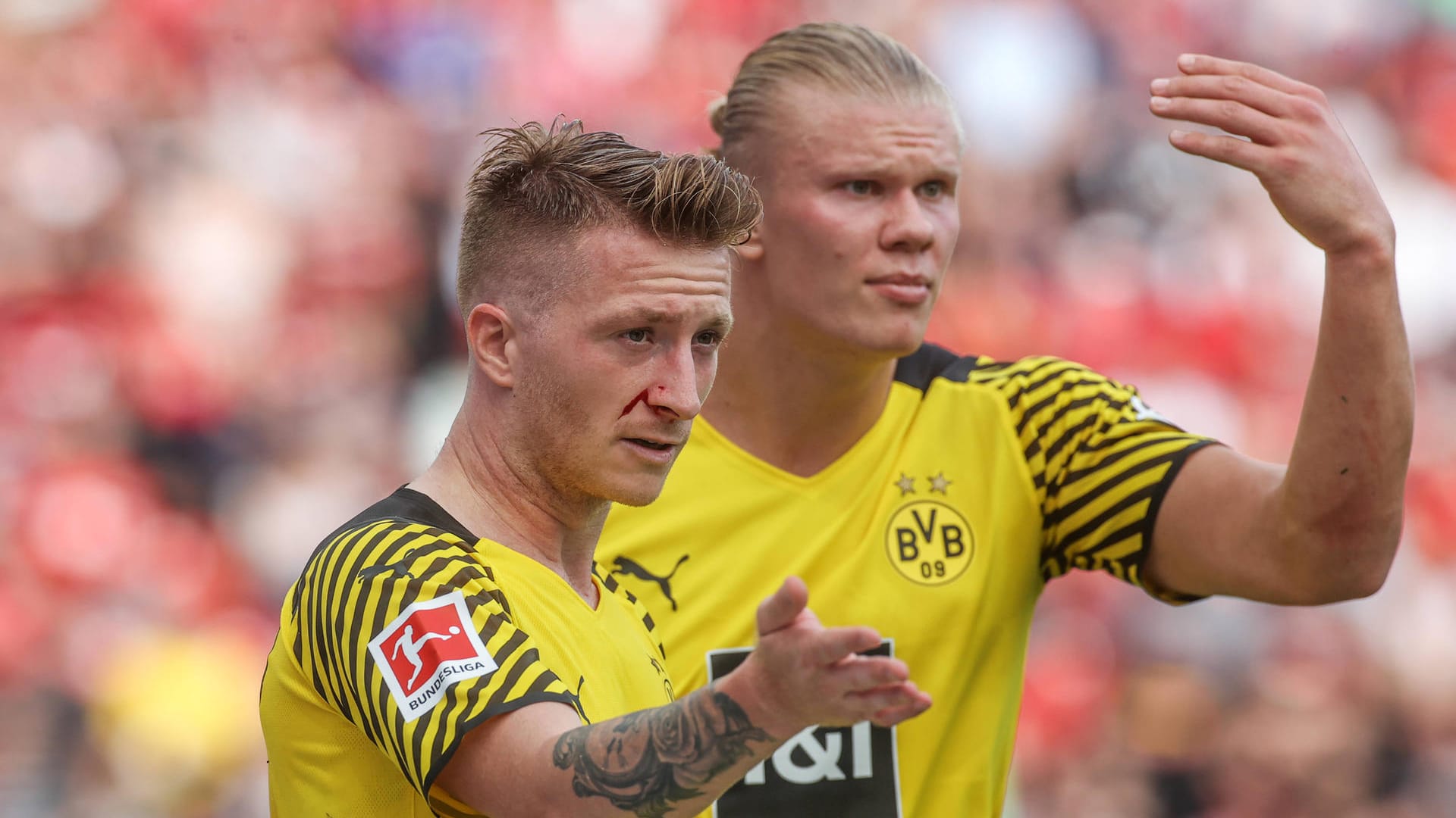 Erling Haaland (r.) und Marco Reus: Der Kapitän des BVB machte sich zuletzt "Sorgen".
