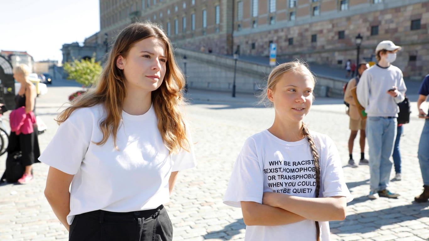 Greta Thunberg mit der deutschen Klimaaktivistin Luisa Neubauer (Archivbild): Thunberg will bei einer Demonstration kurz vor der Bundestagswahl in Berlin teilnehmen.
