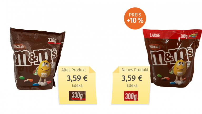 "M&M's Chocolate" von Mars: Weniger Inhalt, aber gleicher Preis.