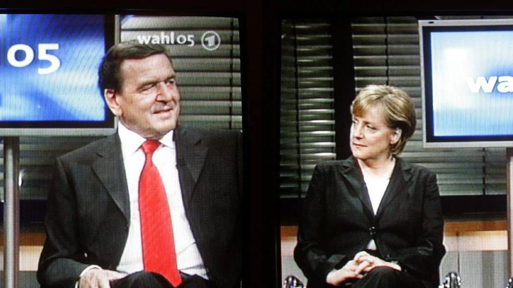 "Elefantenrunde" mit Gerhard Schröder und Angela Merkel: Damals begann wenig später die Ära der Kanzlerin.