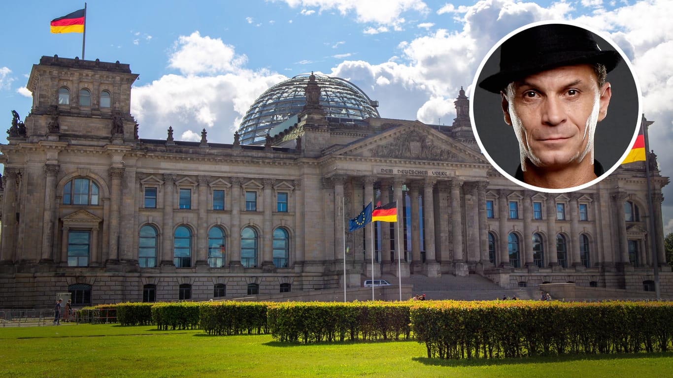 Der Bundestag (Montage): Für Peter Brings ist Wählen ein Privileg.