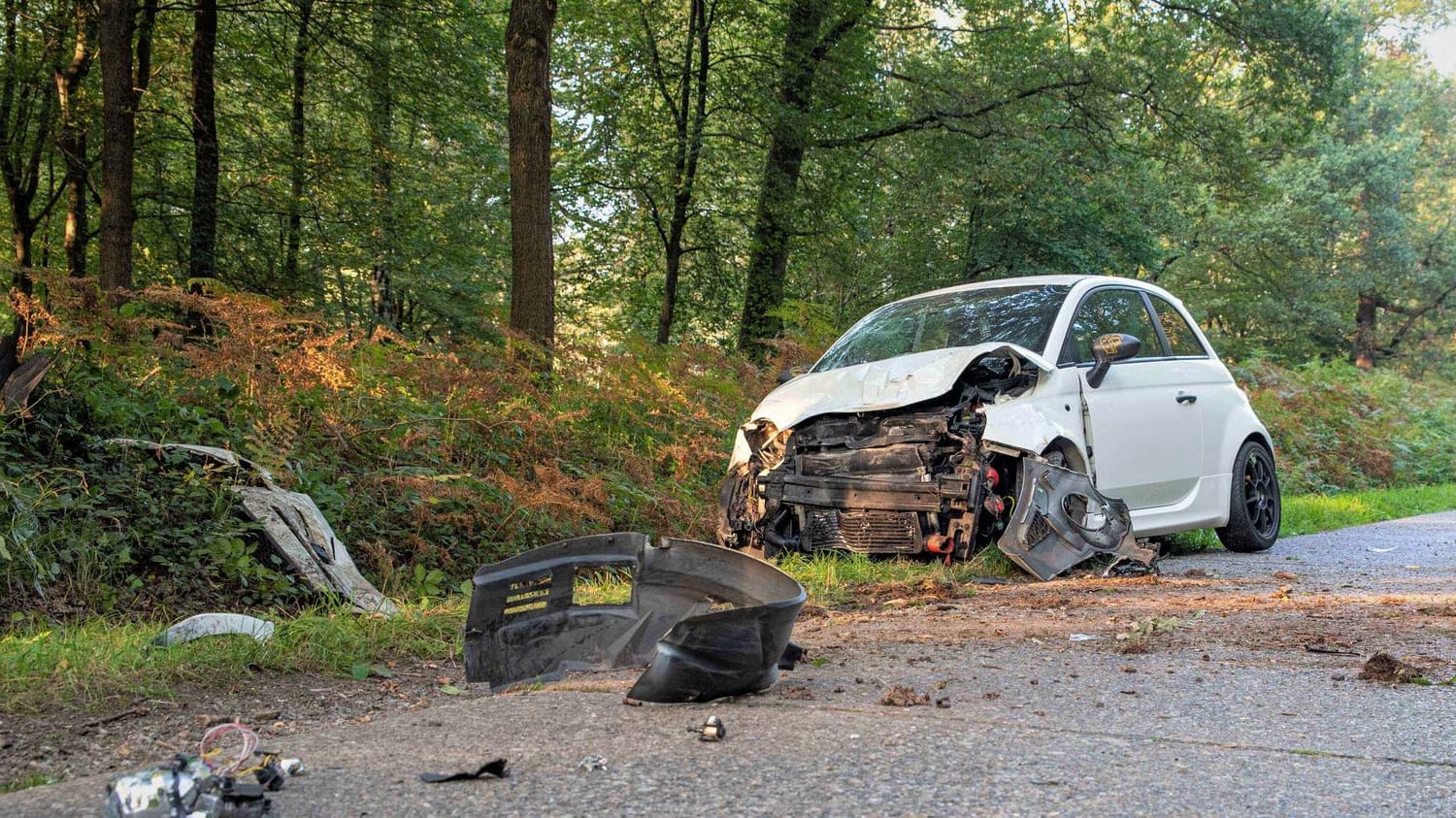 Das Unfallauto: Der Fahrer des Kleinwagens verlor die Kontrolle und schleuderte in eine Personengruppe.