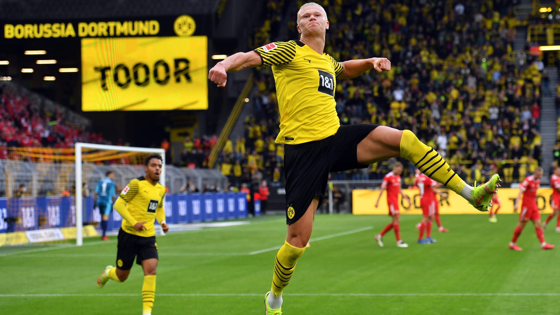 Erling Haaland: Der Norwerger erzielte das 2:0 für Borussia Dortmund gegen Union Berlin. Erling Haaland: Der Norwerger erzielte das 2:0 für Borussia Dortmund gegen Union Berlin.