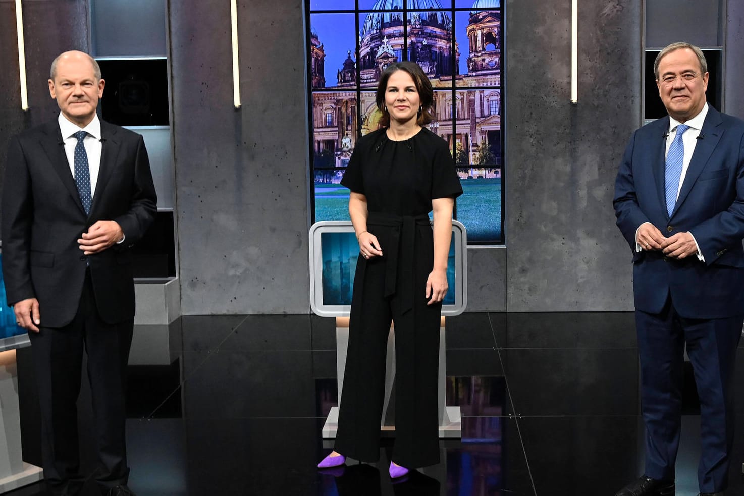 Olaf Scholz, Annalena Baerbock und Armin Laschet beim dritten Triell: Für viele Deutsche gab es eindeutig zu viele TV-Formate mit den Kanzlerkandidaten.