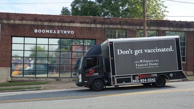 "Lasst euch nicht impfen": Ein Lkw sorgt in den USA für Aufsehen.