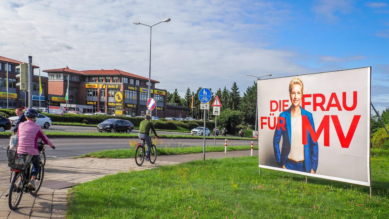 Wahlplakat der SPD: Die Partei setzt auf Schwesigs Amtsbonus.