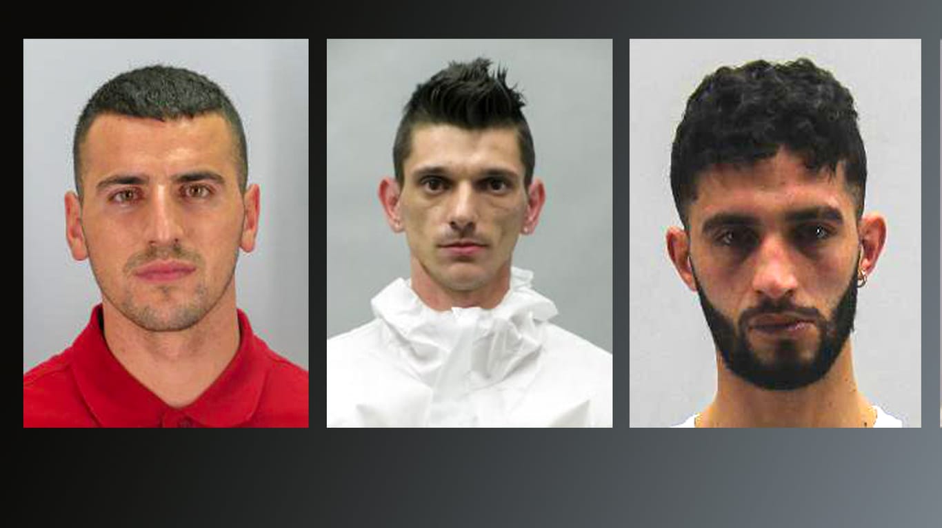 Fahndungsfoto der Polizei Heilbronn: Diese drei Männer sind noch auf der Flucht.