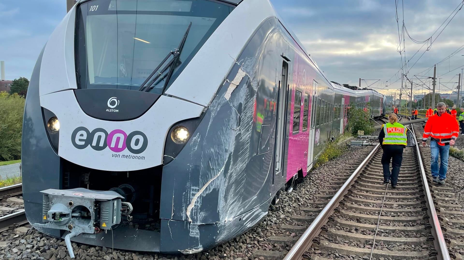 Zug nach Entgleisung: Der Zug kam im Schotter zum Stehen.