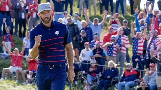 US-Star Dustin Johnson spielte am ersten Tag des Ryder Cups ganz starkes Golf. US-Star Dustin Johnson spielte am ersten Tag des Ryder Cups ganz starkes Golf.