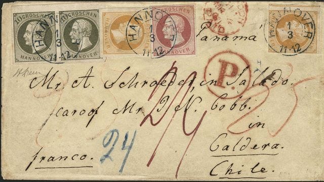 Der 1861 von Hannover aus nach Chile geschickte Auslandsbrief Der 1861 von Hannover aus nach Chile geschickte Auslandsbrief