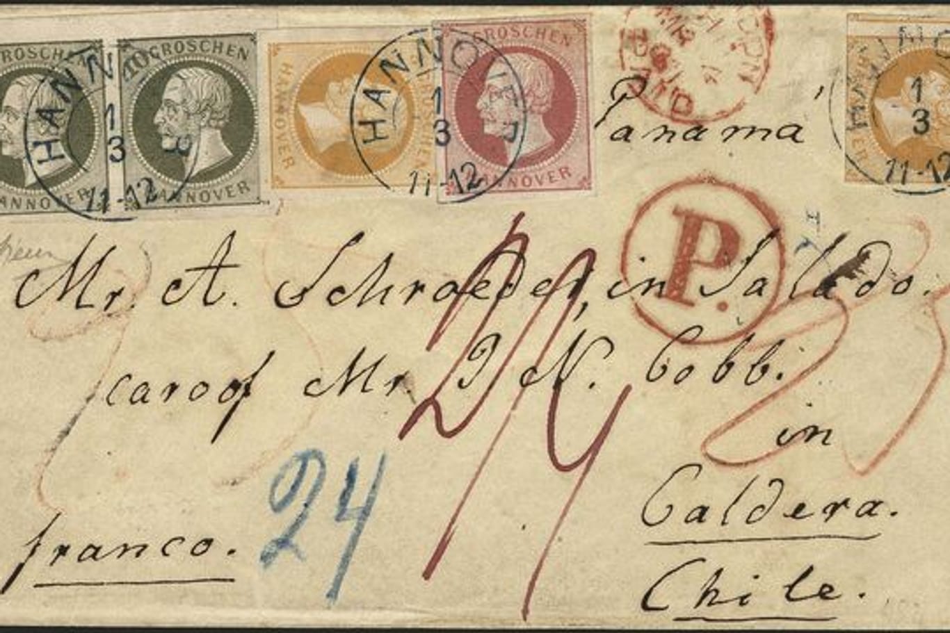 Der 1861 von Hannover aus nach Chile geschickte Auslandsbrief