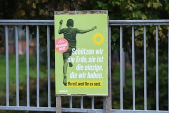Wahlplakat der Grünen: Auf einem Wahlkampfstand in Plauen wurde eine Mitarbeiterin durch einen Angriff eines Passanten verletzt.