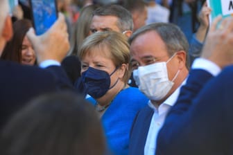 Angela Merkel und Armin Laschet: Die Bundeskanzlerin war zu Gast bei Laschets letztem Wahlkampfauftritt.