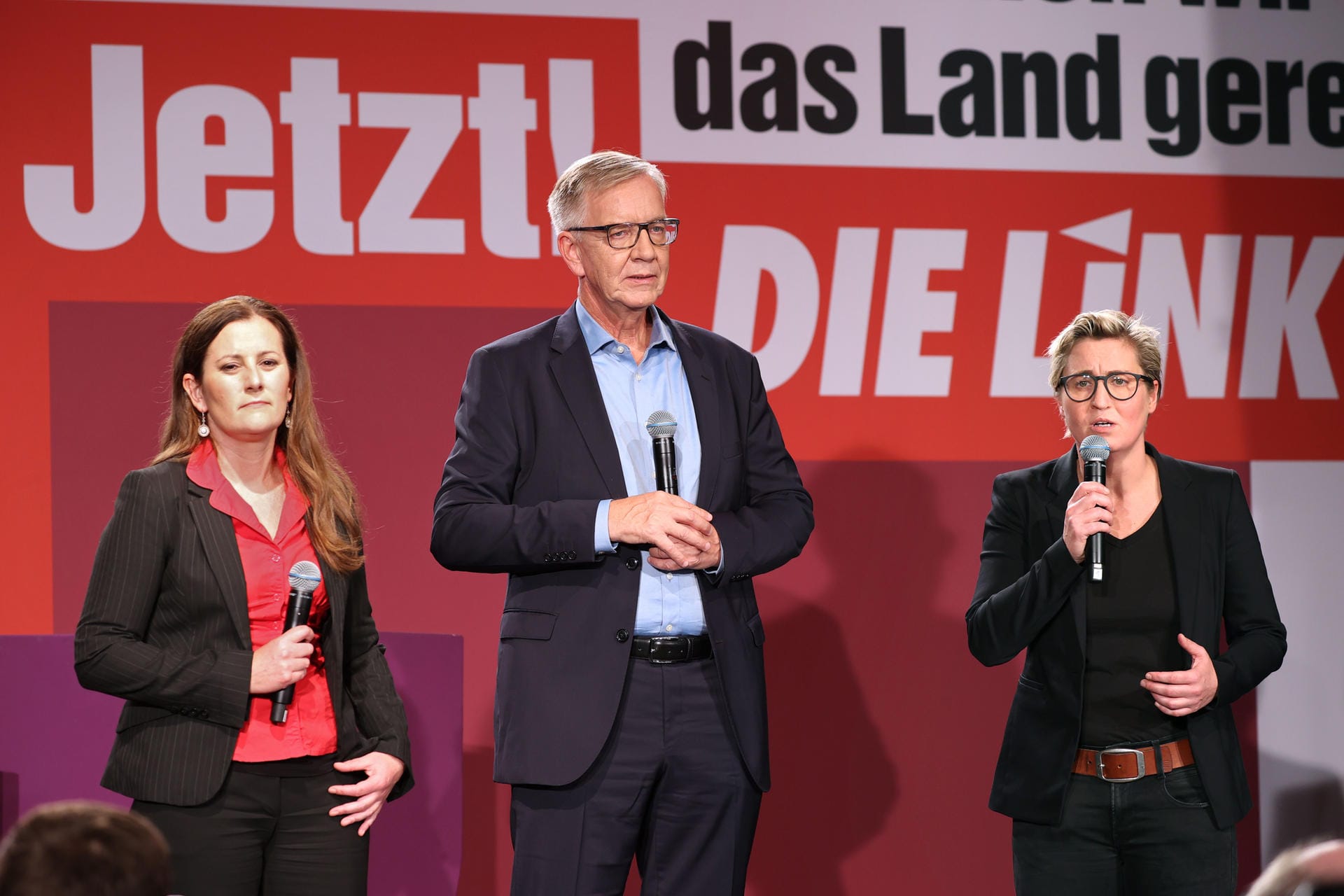 Die Linke gehört zu den Verlierern der Bundestagswahl: Den Parteivorsitzenden Janine Wissler (l.) und Susanne Hennig-Wellsow sowie dem Bundestagsfraktionsvorsitzenden Dietmar Bartsch fällt es nicht leicht, über das Ergebnis zu sprechen.