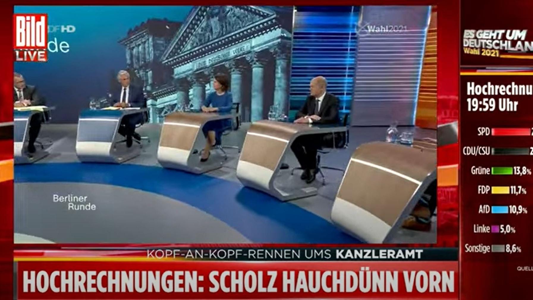 Bild TV: Bei der Wahlberichterstattung verwendete der Sender immer wieder auch Material von ARD und ZDF – ohne Genehmigung.