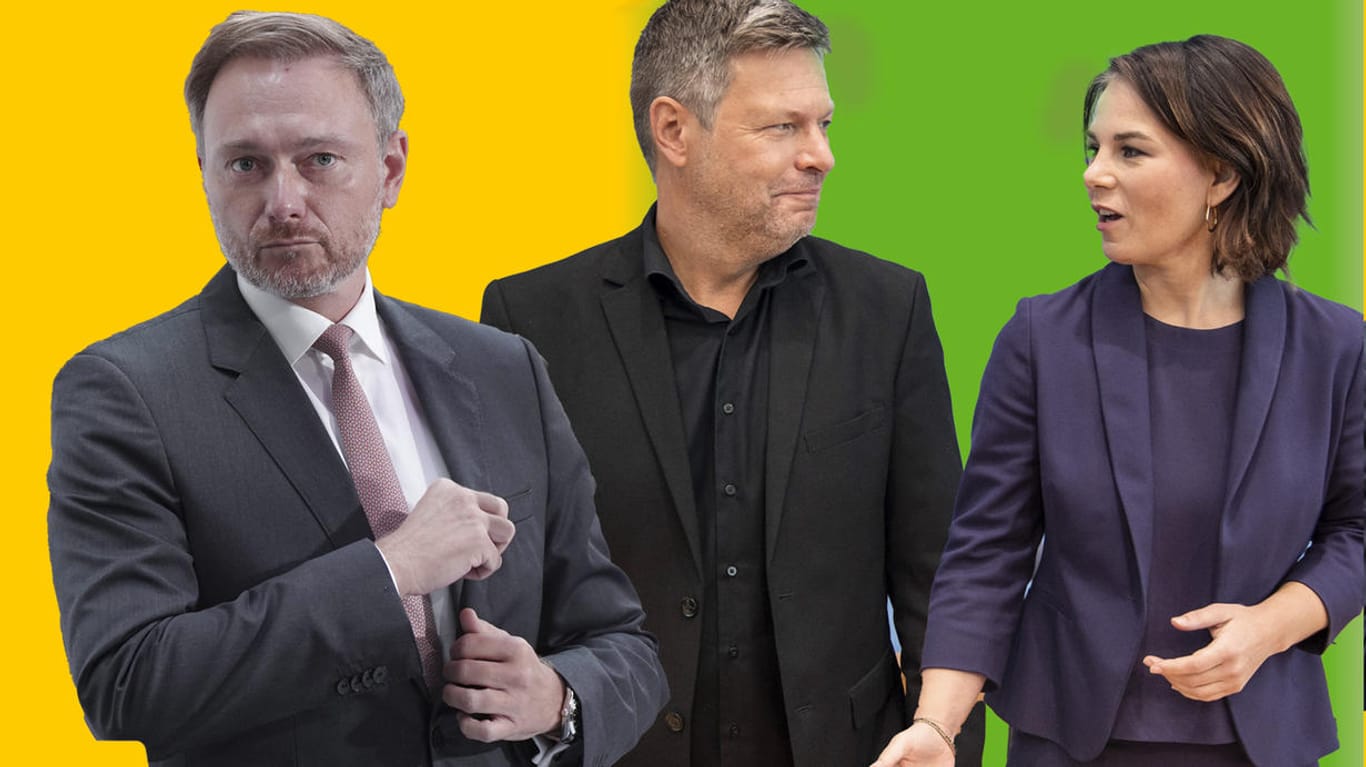 Christian Lindner, Robert Habeck und Annalena Baerbock: Die FDP und die Grünen loten nach der Bundestagswahl die Positionen aus.