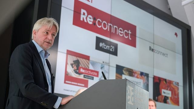 Juergen Boos stellt das Konzept der Frankfurter Buchmesse vor.