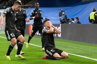 Wespen in Schwarz: Die Spieler von Sheriff Tiraspol feiern im Spiel gegen Real Madrid.