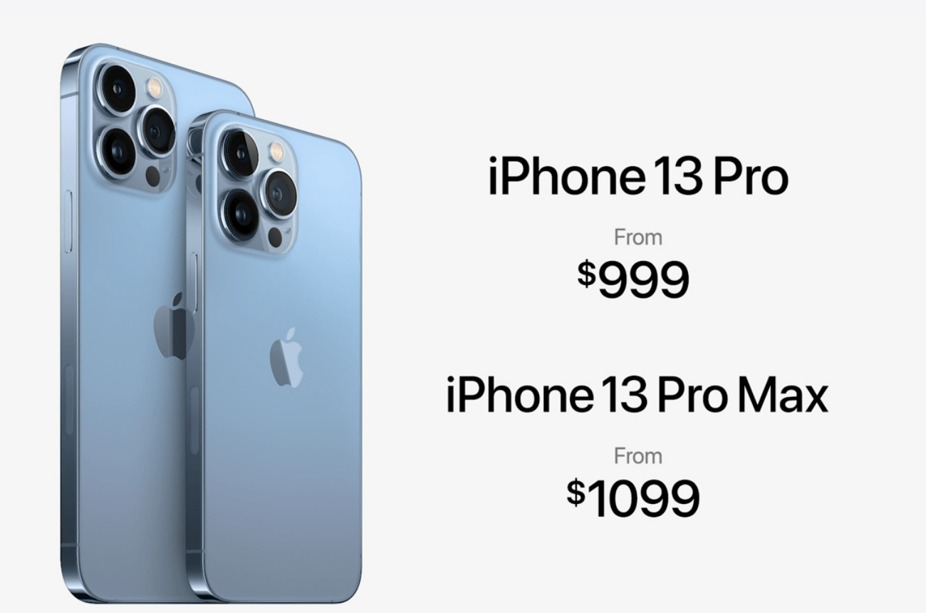 Die Preise bleiben gleich und starten bei 1.149 Euro für ein iPhone 13 Pro und 1.249 Euro für ein iPhone 13 Pro Max, jeweils mit 128 GB Speicher. Letzterer lässt sich auf bis zu einen Terabyte Speicher erweitern, also 1.000 Gigabyte.