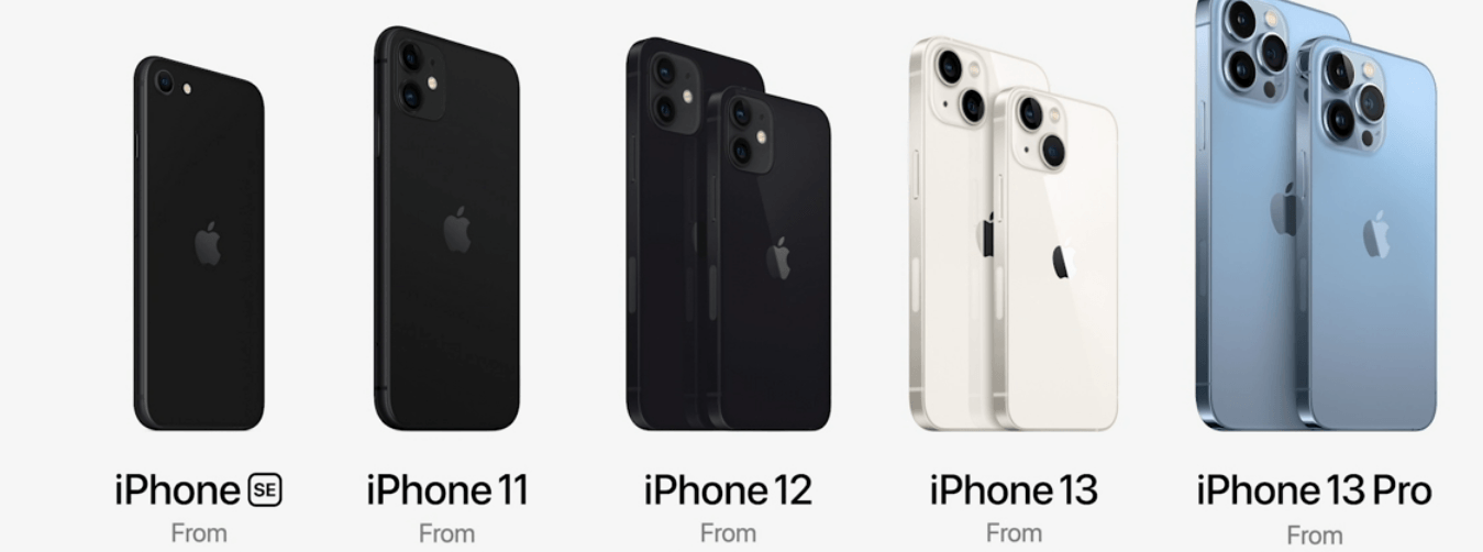 Alle aktuellen iPhone-Modelle von Apple.