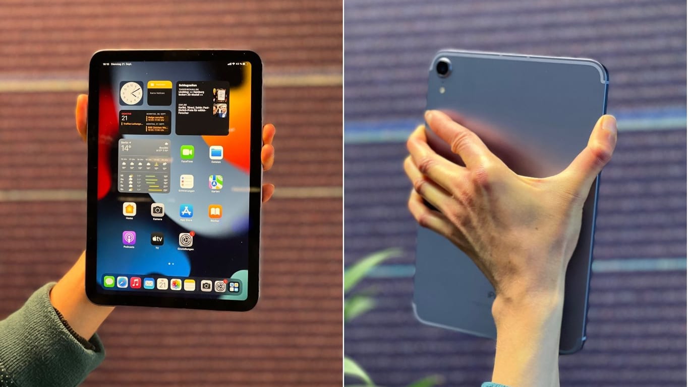 Das neue iPad mini kann weiterhin auch in kleinen Händen (siehe Bilder) gehalten werden – wer es länger so nutzen möchte, sollte aber zumindest über eine mittelgroße Hand verfügen, sonst könnte es schnell anstrengend werden.