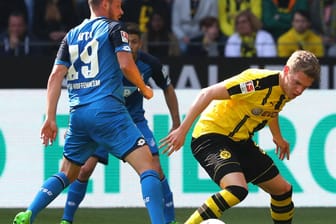 Ginter (r.) im letzten Aufeinandertreffen der Dortmunder mit Hoffenheim gegen TSG-Stürmer Mark Uth.