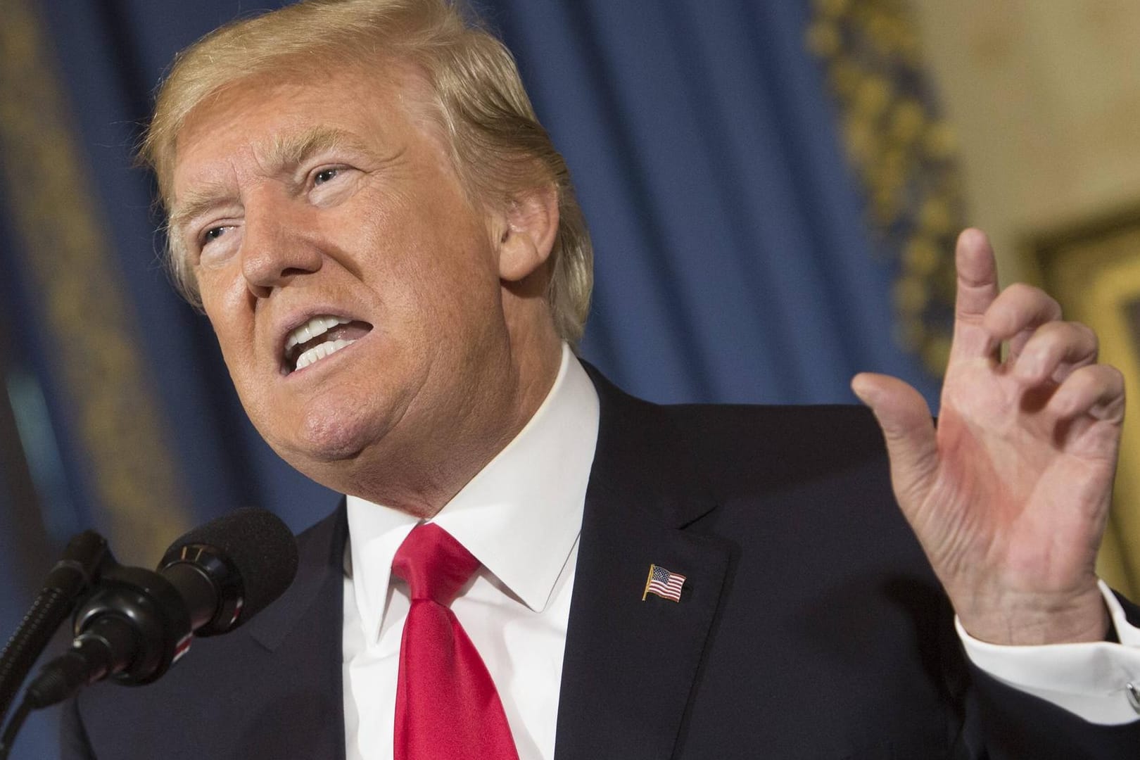 Der Präsident der Vereinigten Staaten von Amerika Donald Trump bei einer Rede
