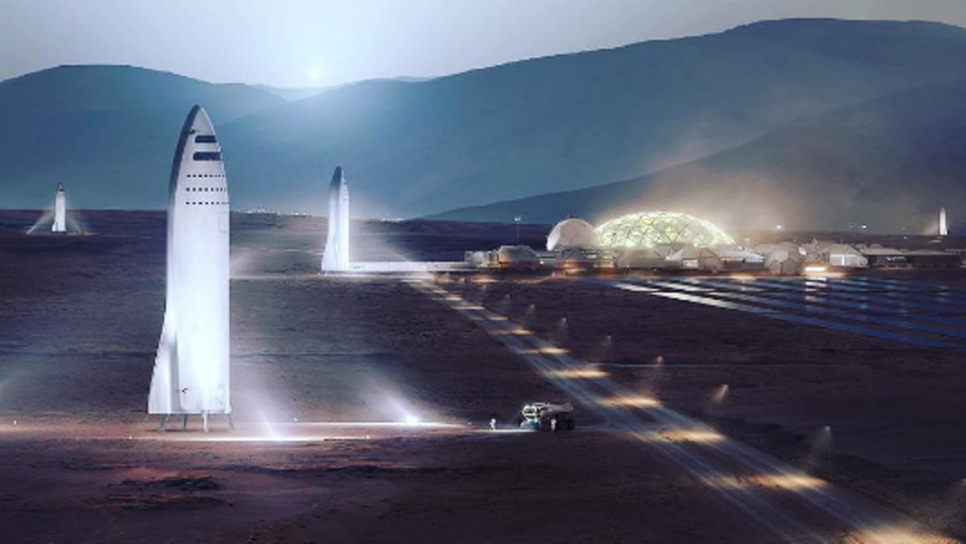 SpaceX will Menschen auf den Mars bringen. So könnte laut dem Unternehmen die Basis dort aussehen.