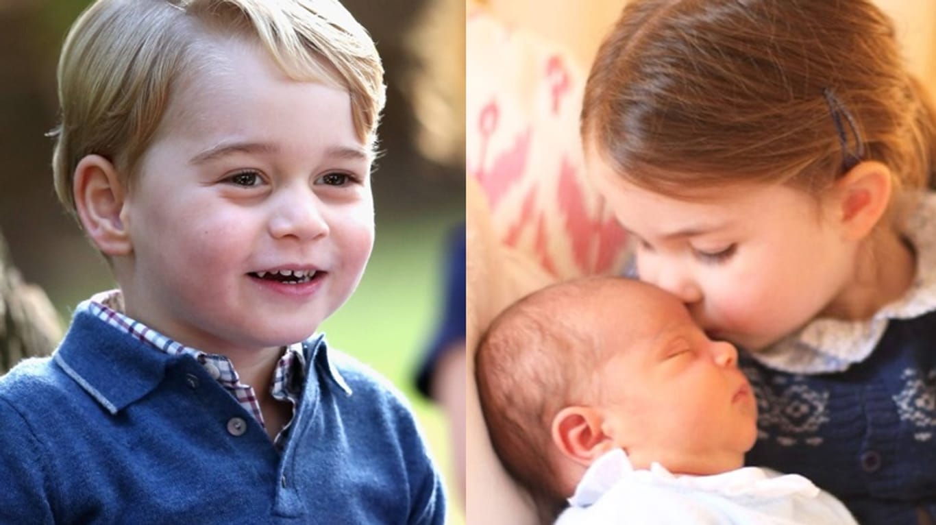 Die Kinder von William und Kate: Prinz George und Prinzessin Charlotte mit Prinz Louis.