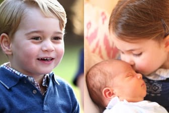 Die Kinder von William und Kate: Prinz George und Prinzessin Charlotte mit Prinz Louis.