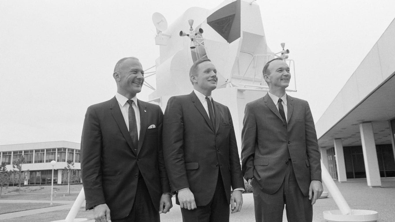 Buzz Aldrin, Neil Armstrong und Michael Collins: Das Foto der Crew von Apollo 11 wurde ist nur wenige Monate vor ihrer Abreise zum Mond entstanden.