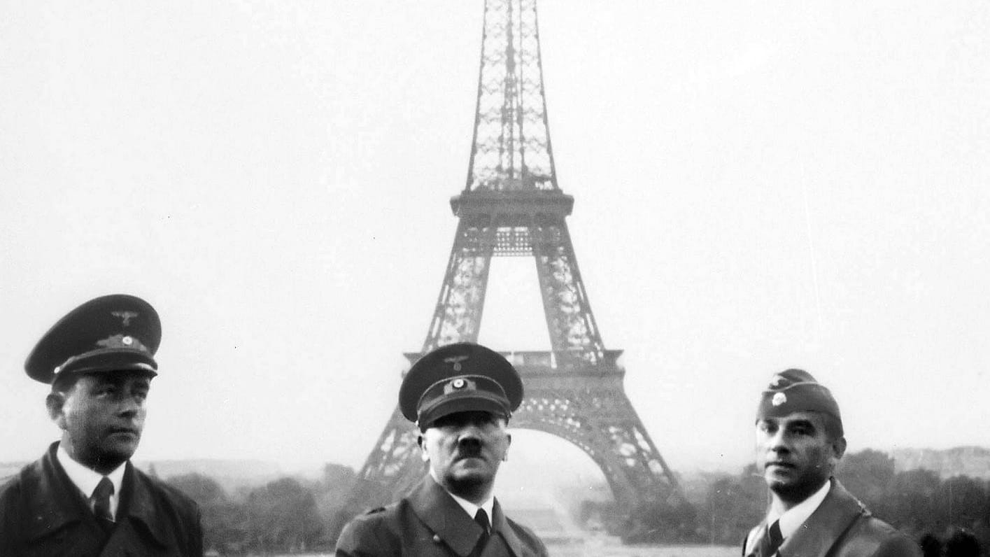 German Chancellor Adolf Hitler with architect Albert Speer and sculptor Arno Breker right arri