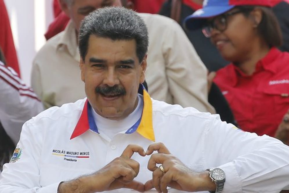 Nicolas Maduro, Präsident von Venezuela, während einer Kundgebung zum Jahrestag seiner Wiederwahl.
