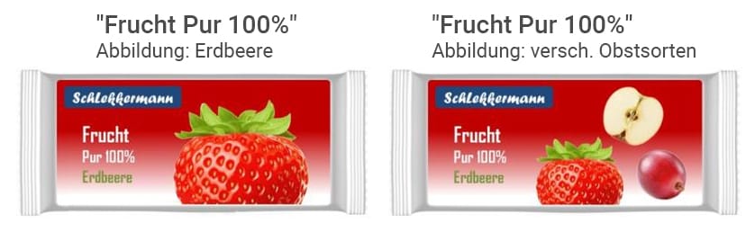 Zwei fiktive Fruchtschnitten: Die Gestaltung der Verpackung weckt beim Konsumenten Erwartungen.