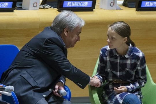 UN-Generalsekretär Antonio Guterres und Greta Thunberg während des UN-Jugendklimagipfels in New York.