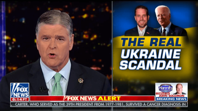 Sean Hannity am Dienstag: Die Ukraine-Affäre wird zur Biden-Affäre.