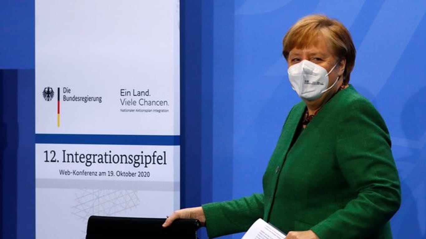 Bundeskanzlerin Angela Merkel beim Integrationsgipfel im Kanzleramt.