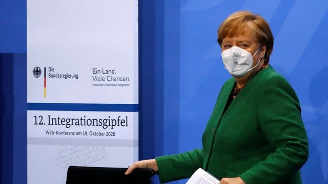 Bundeskanzlerin Angela Merkel beim Integrationsgipfel im Kanzleramt.